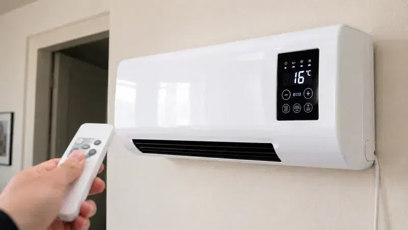 Schermo di uno smartphone che mostra una dashboard del clima interno bilanciato con livelli di umidità ottimali.
